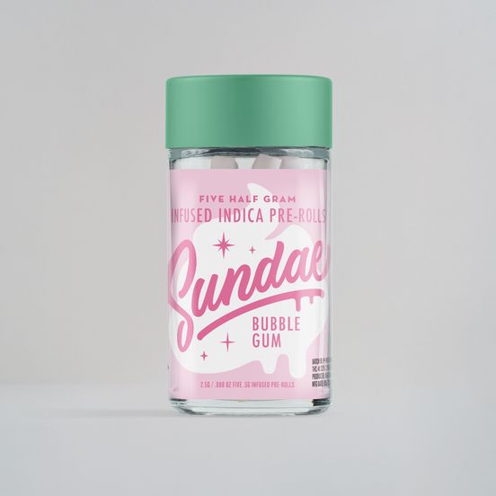 Photograph of product: Sundae - Bubblegum 5pk Infused Pre Rolls 2.5g - 