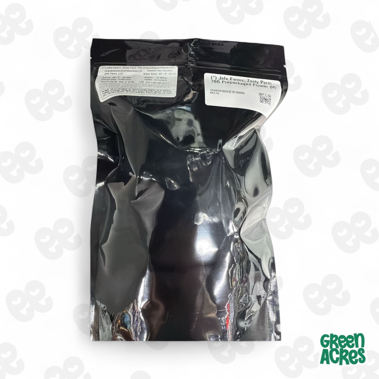 Photograph of product: (*) Jefe Farms: Zesty Parm  Prepackaged Flower (H) - 70.0g