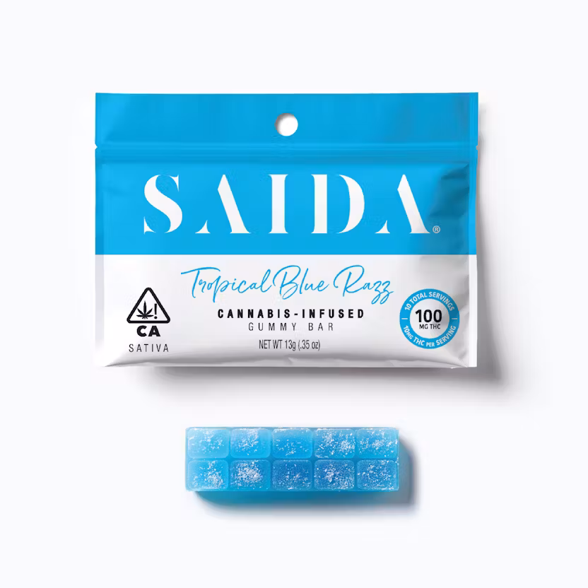 Photograph of product: Saida - Tropical Blue Razz - Gummy Bar 100mg