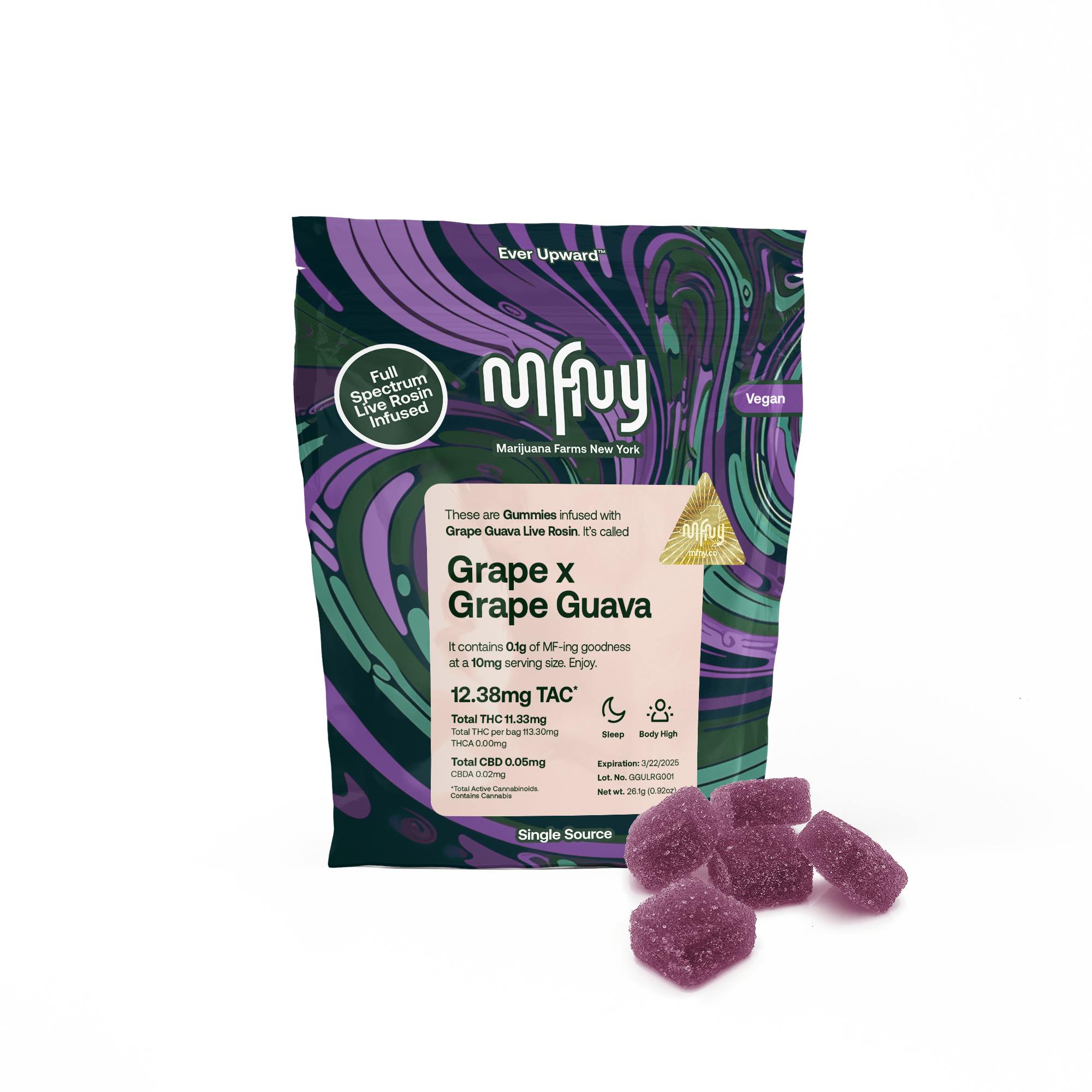 Photograph of product: Gummies Live Resin | Grape x Grape Guava #11 (I) | 10mg | MFNY