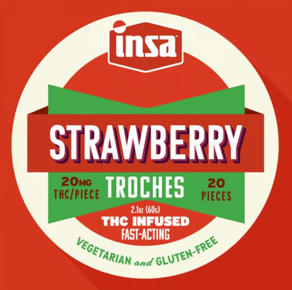 Photograph of product: Strawberry RSO Troches 20mg/20pk (400mg)