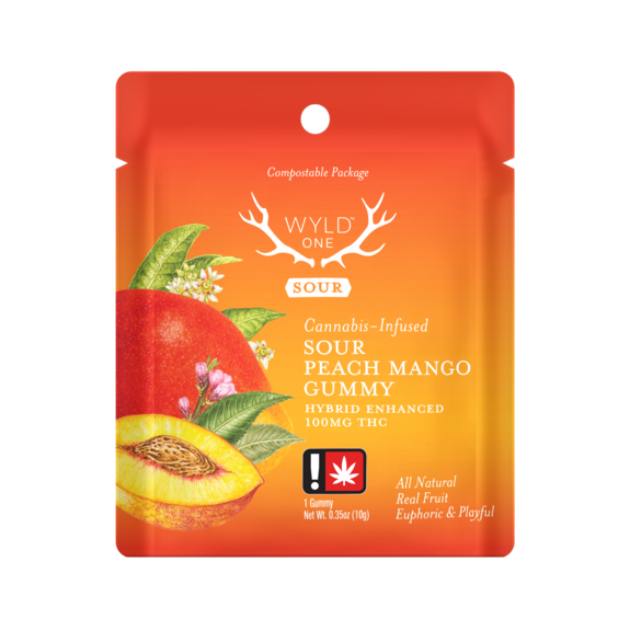 Photograph of product: Sour Peach Mango Balancing WyldOnes - 100mg TH-oui Single Gummy  - Wyld