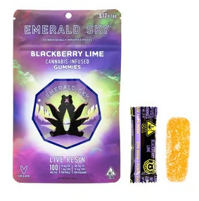 Photograph of product: Emerald Sky Blackberry Lime Oui'd Live Resin Gummies 100mg