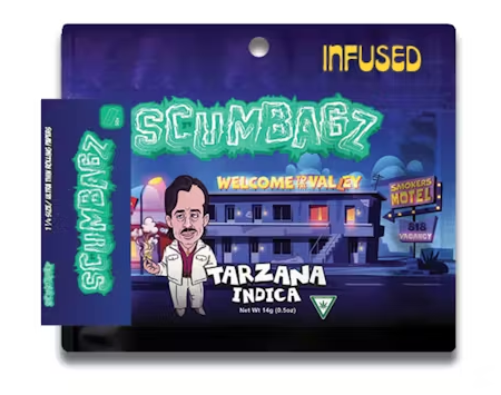 Photograph of product: SCUMBAGZ TARZANA Oui'd INFUSED GROUND FLOWER PREPACK 14G