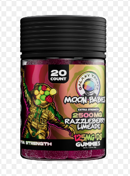 Photograph of product: GALAXY TREATS  Moon Babies 20ct 2500mg D8 Gummies- RazzleBerry Lemonade