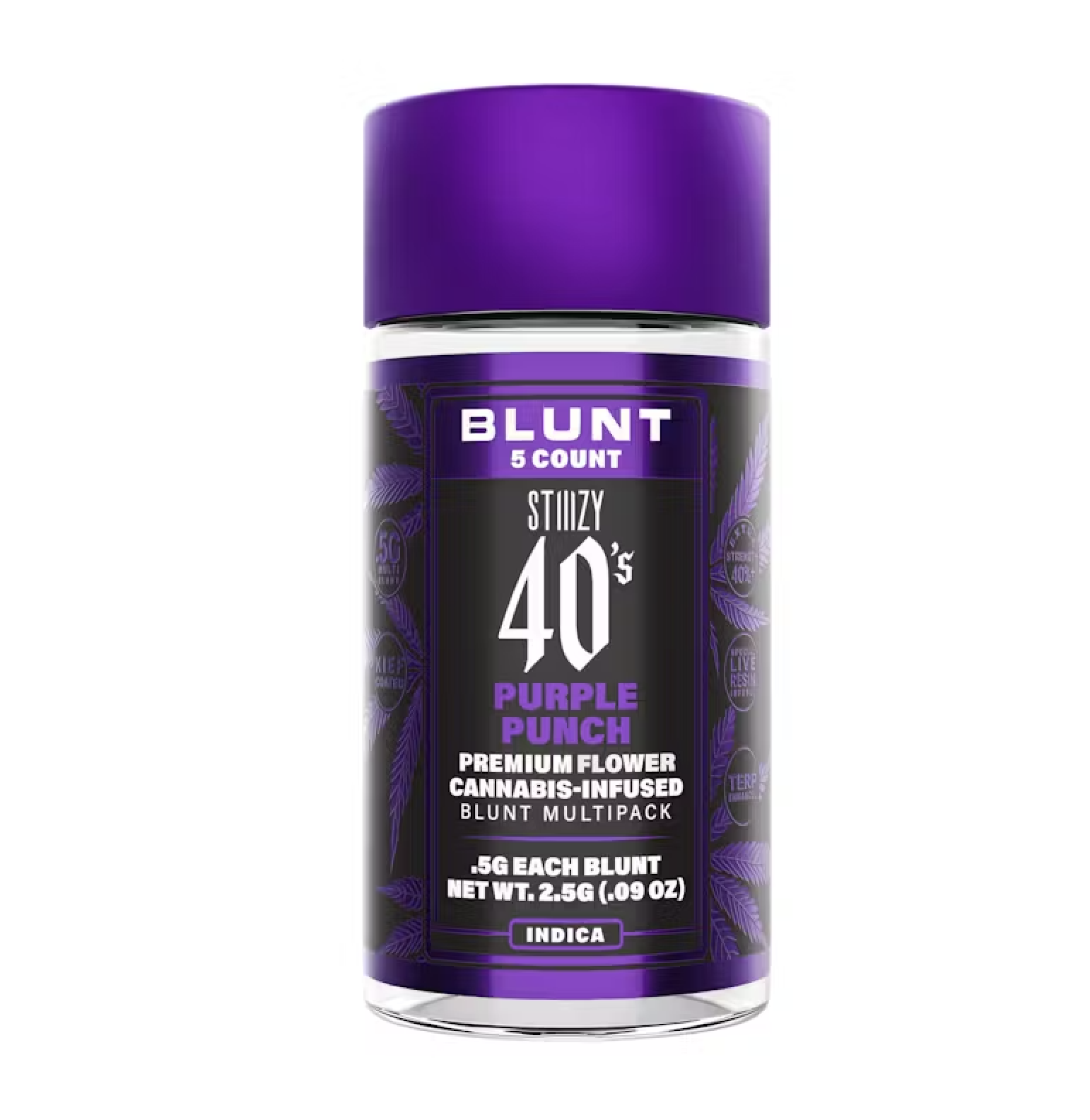 Photograph of product: STIIIZY 40's Mini Infused Blunts 5pk 2.5g - Purple Punch (I)