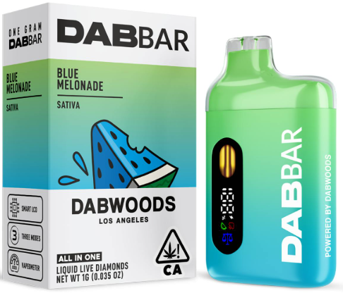 Photograph of product: Dabwoods DABBAR 2.0 Blue Melonade Oui'd Liquid Live Diamonds All-In-One