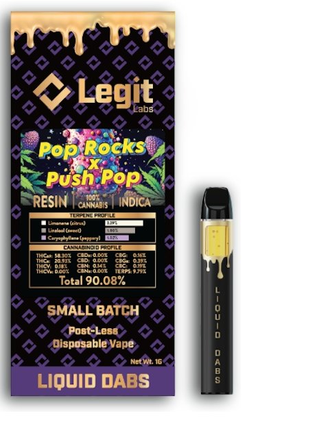 Photograph of Product: Legit Labs Pop Rocks x Push Pop Cured Resin Disposable