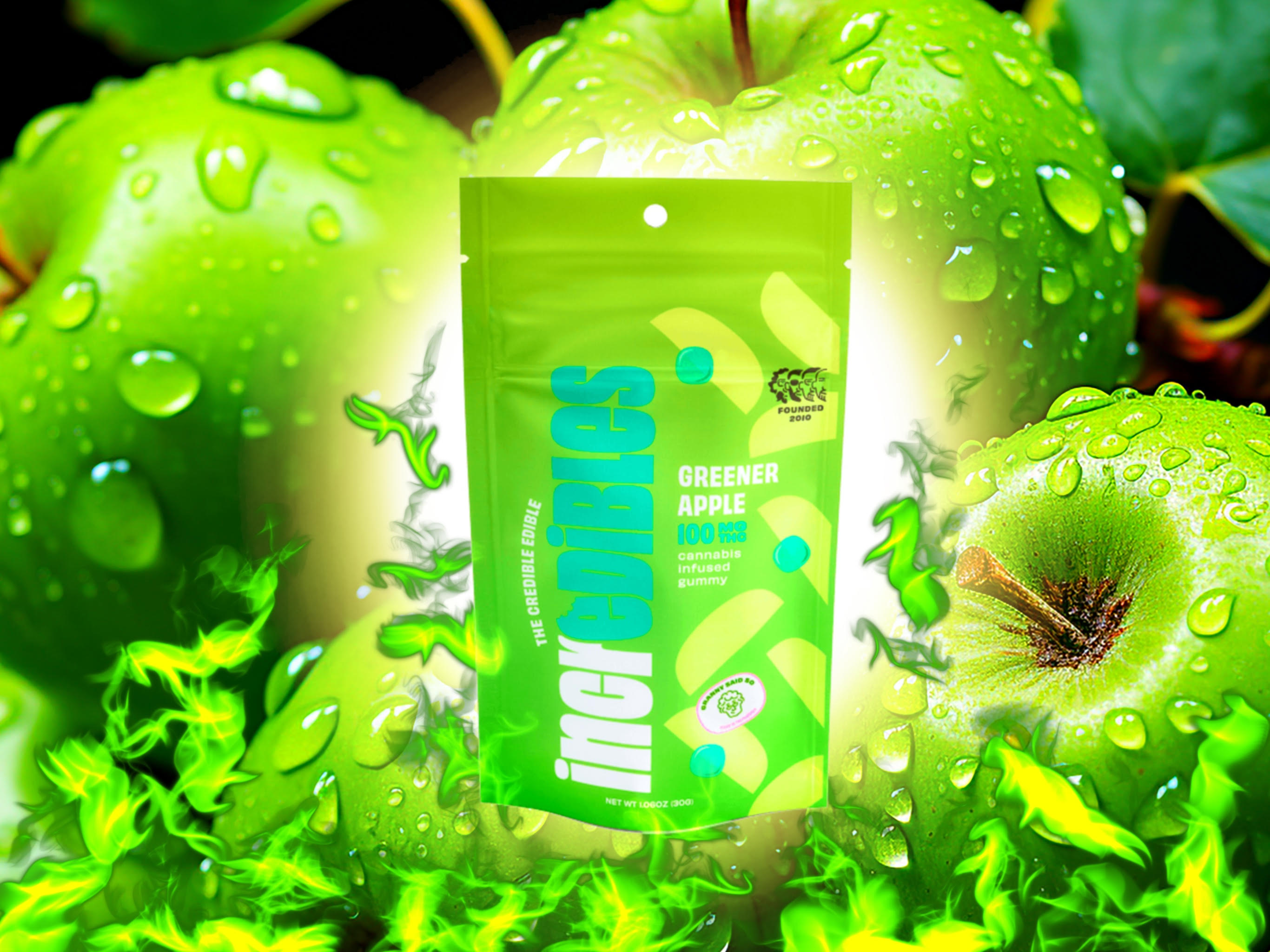 Photograph of product: Incredibles-Greener Apple-100mg/10pk