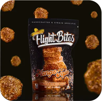 Photograph of product: Flight Bites - 100mg Rosin Gummies - Mango Tajin