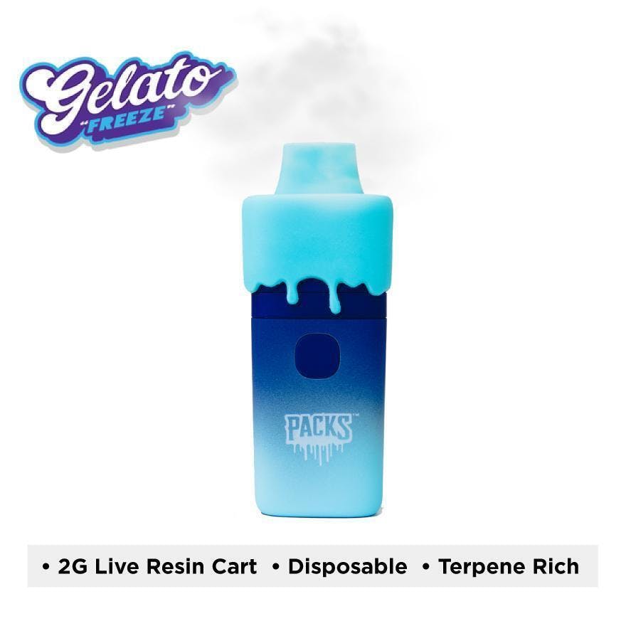 Photograph of product: Packwoods Live Resin Disposable 2g - Gelato Freeze