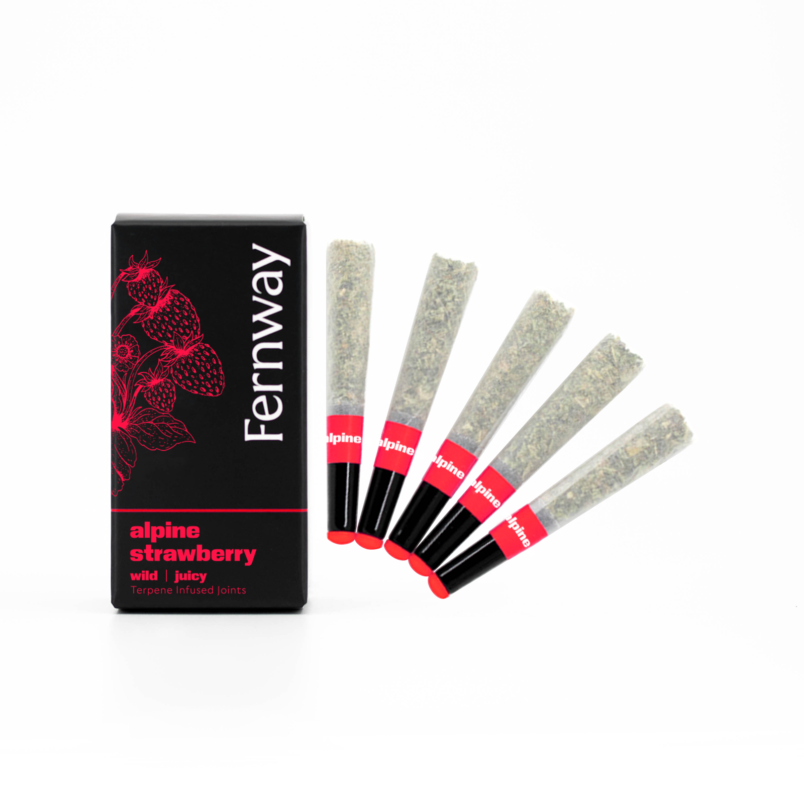 Photograph of product: Alpine Strawberry Terpene Infused Pre-Roll 5-pack | 2.5g
