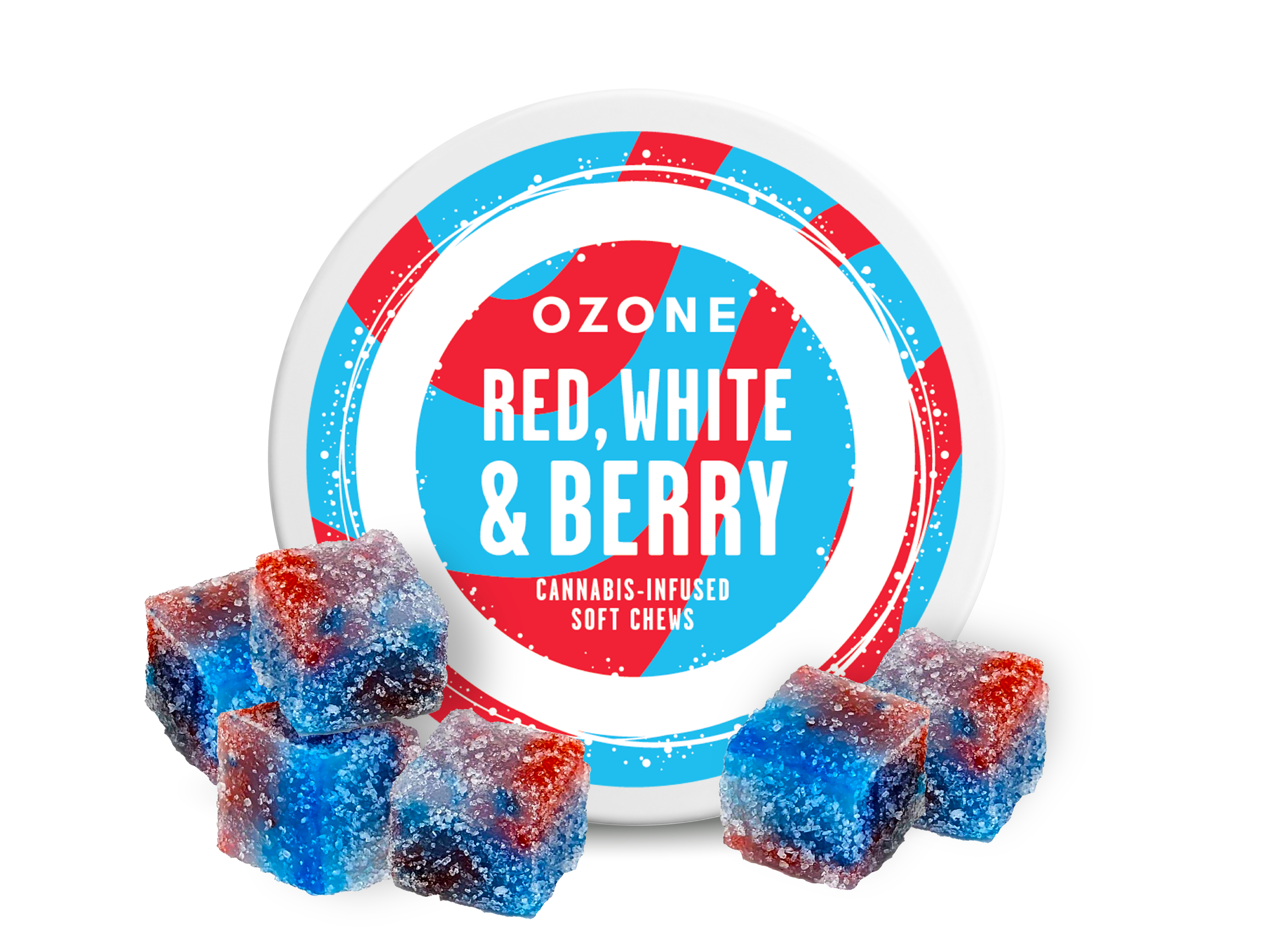 Photograph of product: Ozone - Soft Chews Red, White, and Berry - 100mg
