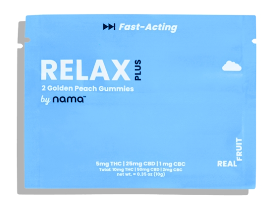 Photograph of product: Nama - Relax Plus Golden Peach 10mg 2pk