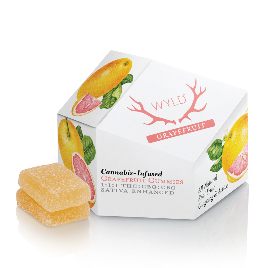 Photograph of product: Grapefruit (S) - (1:1:1 TH-oui:CBG:CBC) 100mg Gummies - WYLD