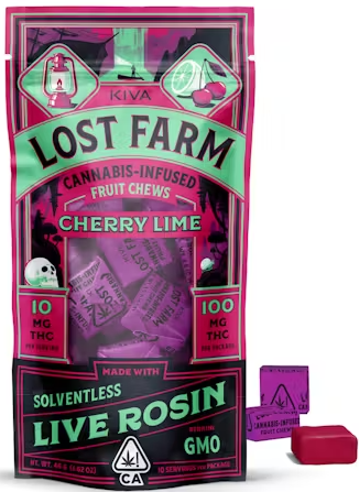 Photograph of product: Cherry Lime x GMO [H] - 100MG Live Rosin Chews 10PK