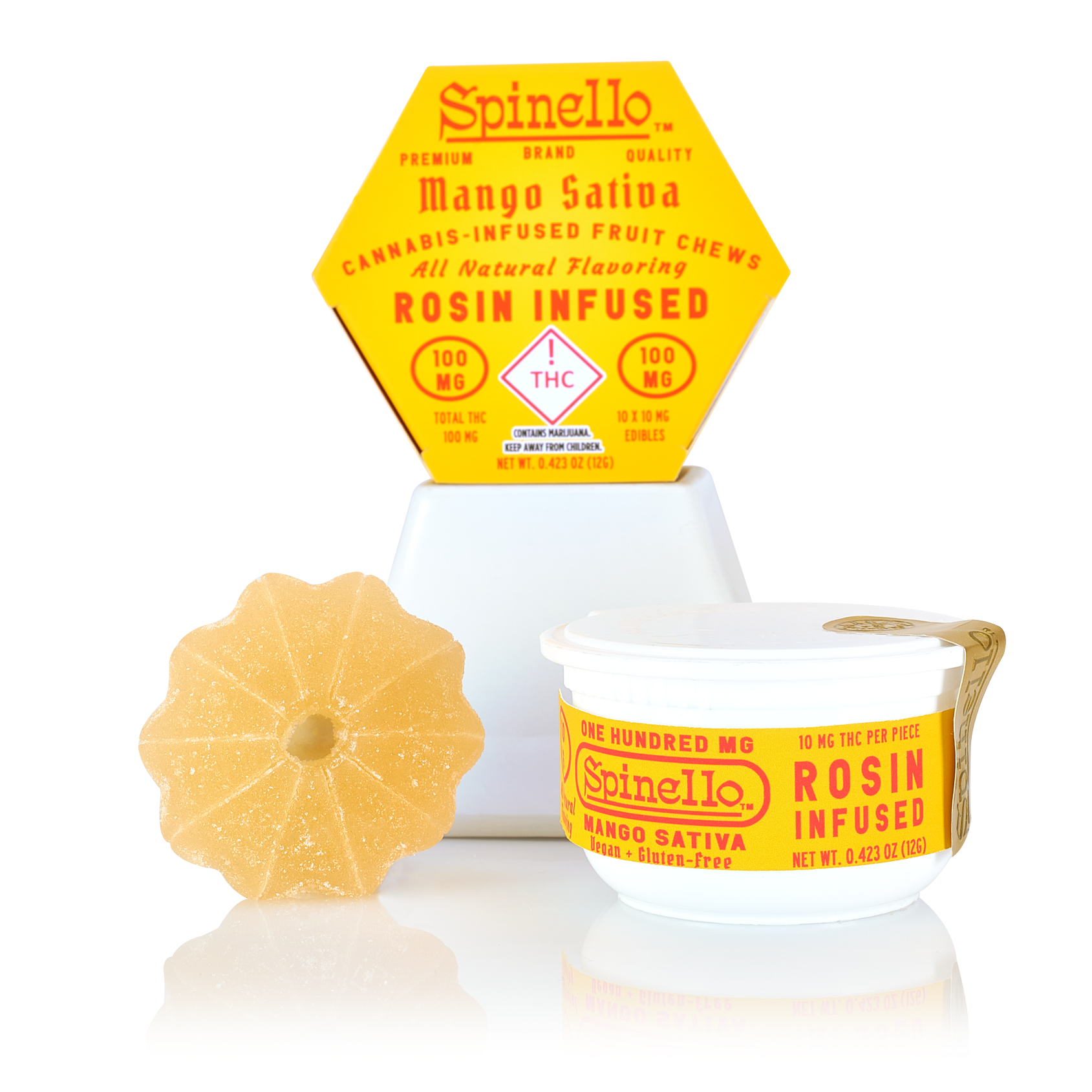 Photograph of Product: Mango (S) - 100mg Rosin Gummies - Spinello