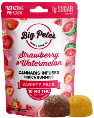 Photograph of product: Strawberry & Watermelon [I] - 100MG Live Rosin Gummies 10PK