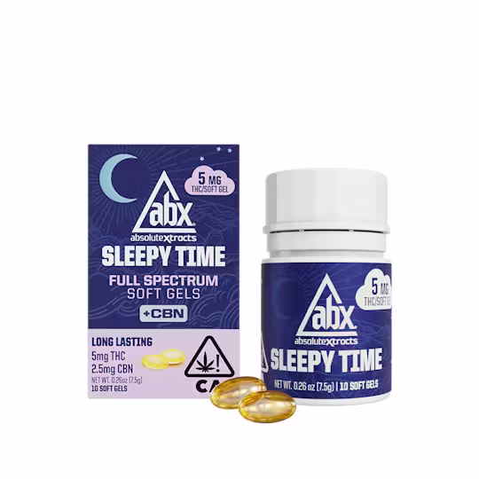 Photograph of product: ABX - Sleepy Time Soft Gels THC:CBN 50mg:25mg