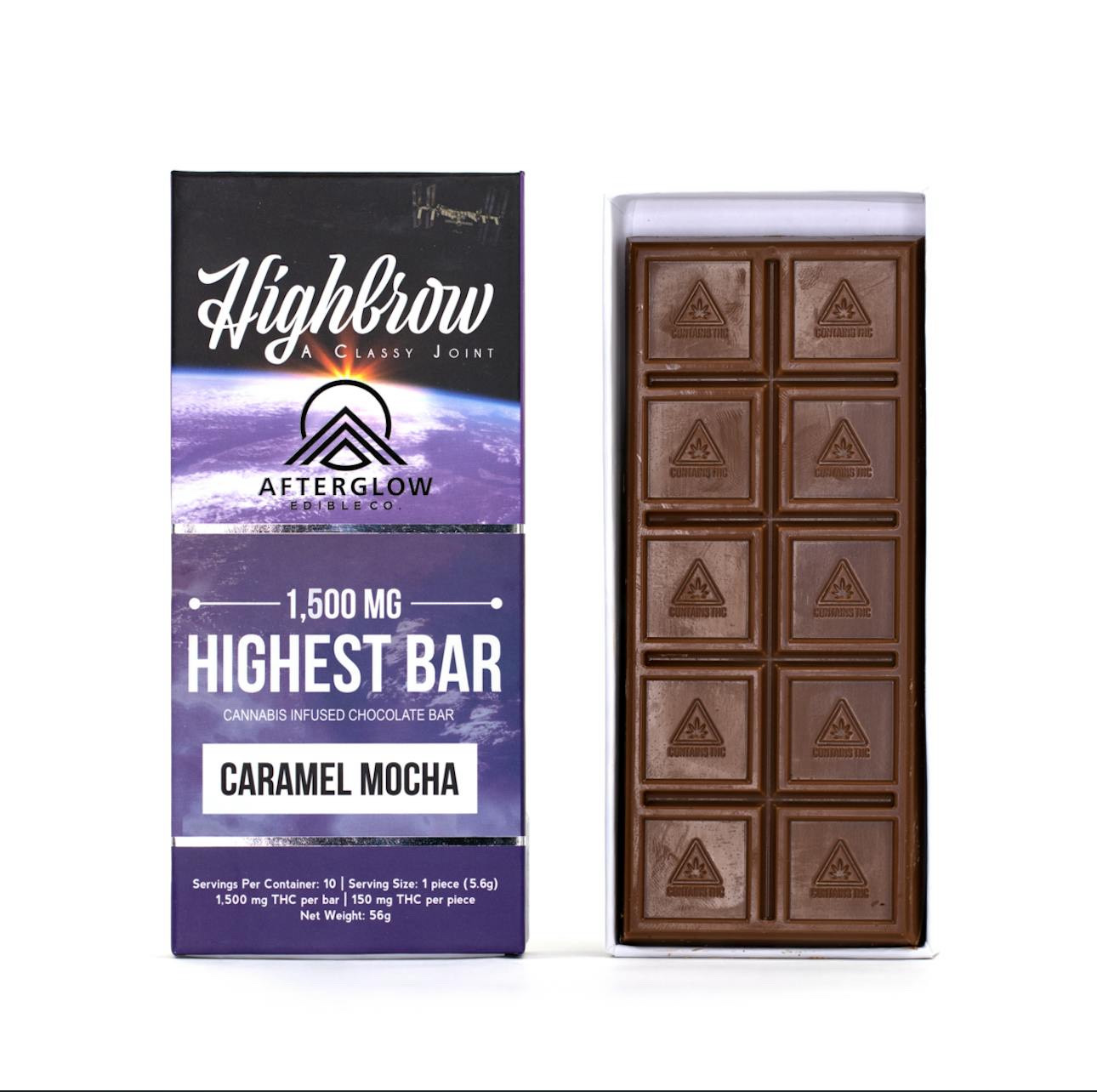 Photograph of product: Highbrow: 1500mg Caramel Mocha Chocolate Bar
