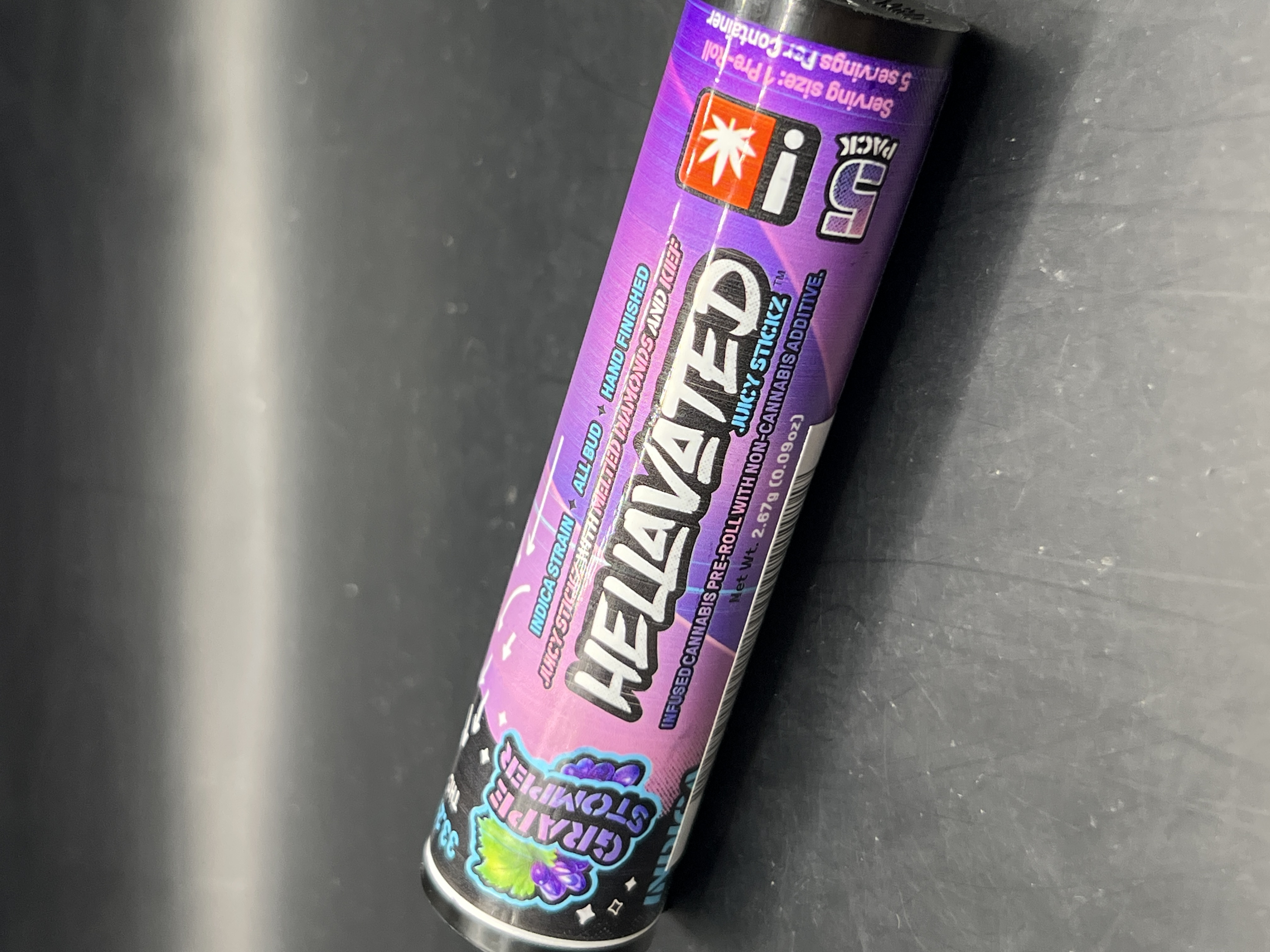 Photograph of product: Hellavated Grape Stomper Juicy Stickz Pre-Roll 5pk