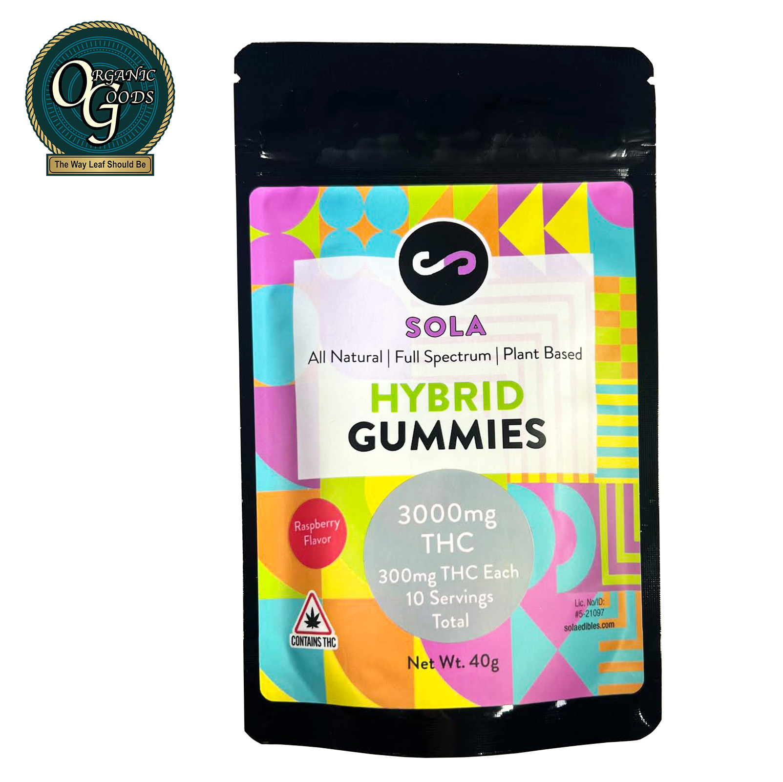 Photograph of product: Sola Hybrid Gummies Raspberry 3000 MG