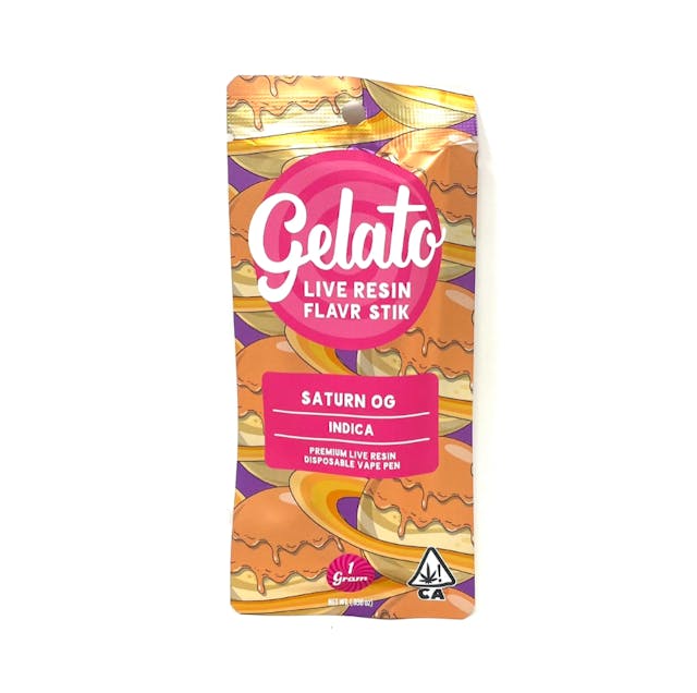 Photograph of product: Gelato Live Resin Enhanced AIO | 1g - Saturn OG - Disposable - Oui'd - 