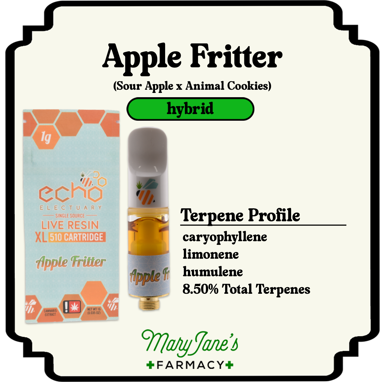 Photograph of product: Apple Fritter Single Source Live Nectar XL Cartridge | 1g