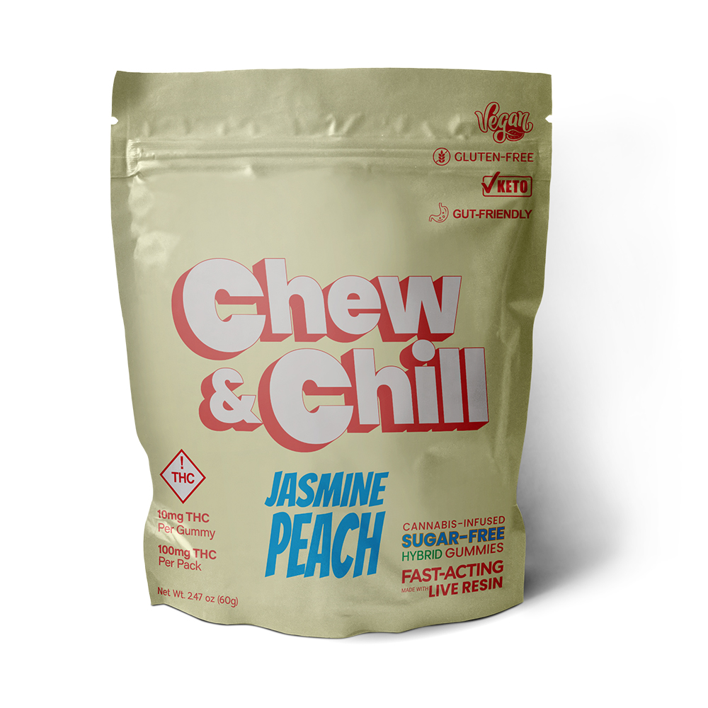 Photograph of product: Southern Sky | 100mg | Chew & Chill Jasmine Peach | Sugar-Free Gummies