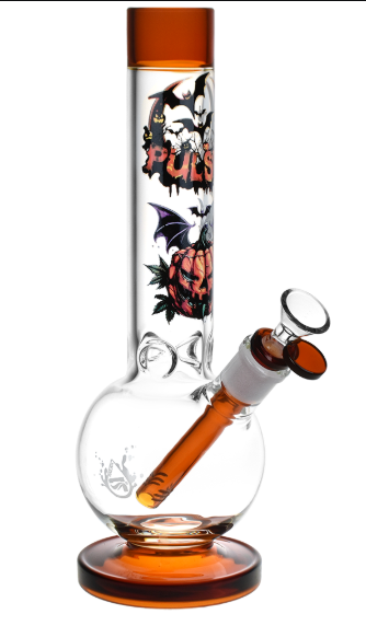 Photograph of product: $60 Halloween Round Ball Glass Water Pipe 11.75"