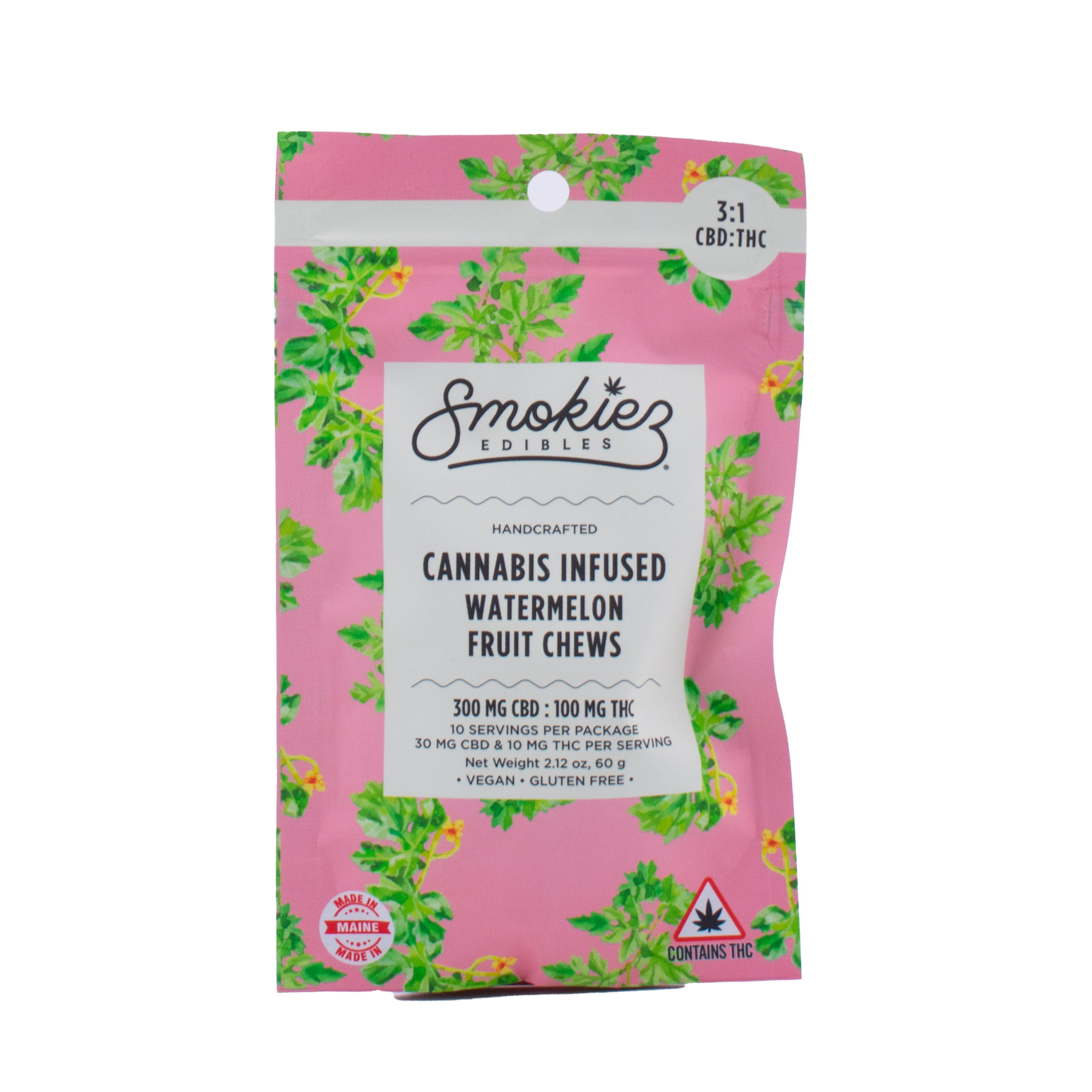 Photograph of product: 300mg 3:1 CBD:TH-oui Watermelon Fruit Chews