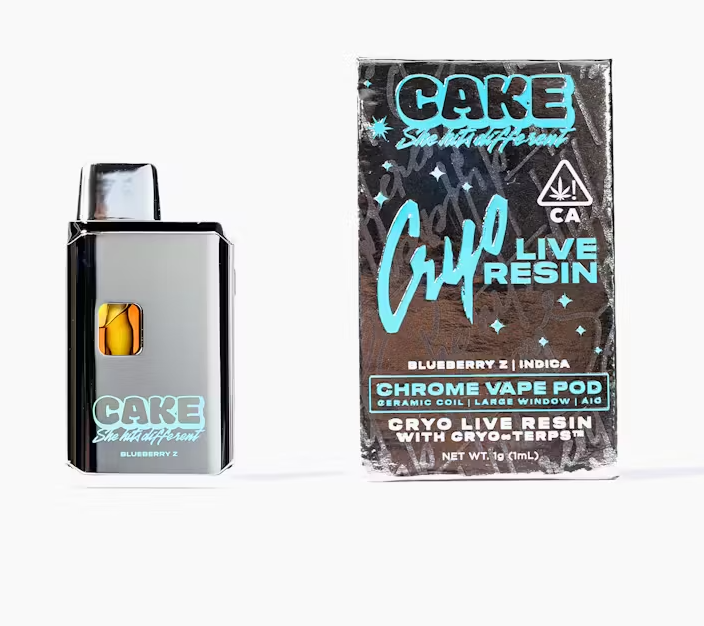 Photograph of product: Cake Blueberry Z Oui'd Cryo Live Resin All In One 1g