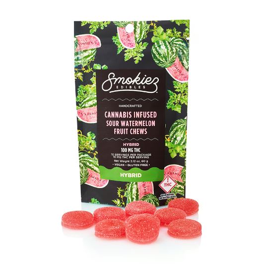 Photograph of product: Smokiez Sour Watermelon Gummies 100mg