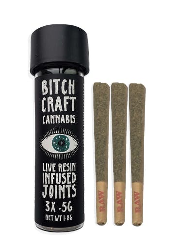 Photograph of product: Bitch Craft - Live Resin Infused Pre-Rolls (3 Pack) - Trap Queen - 1.8G