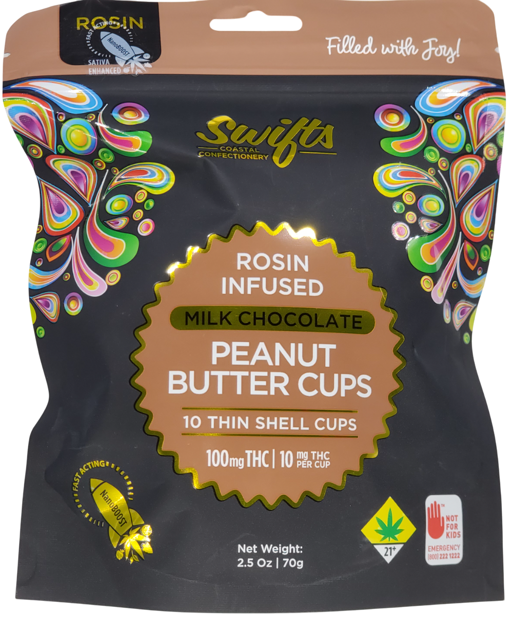 Photograph of product: Swifts PB Cups Milk Chocolate Oui'd Rosin Infused 10pk 100mg