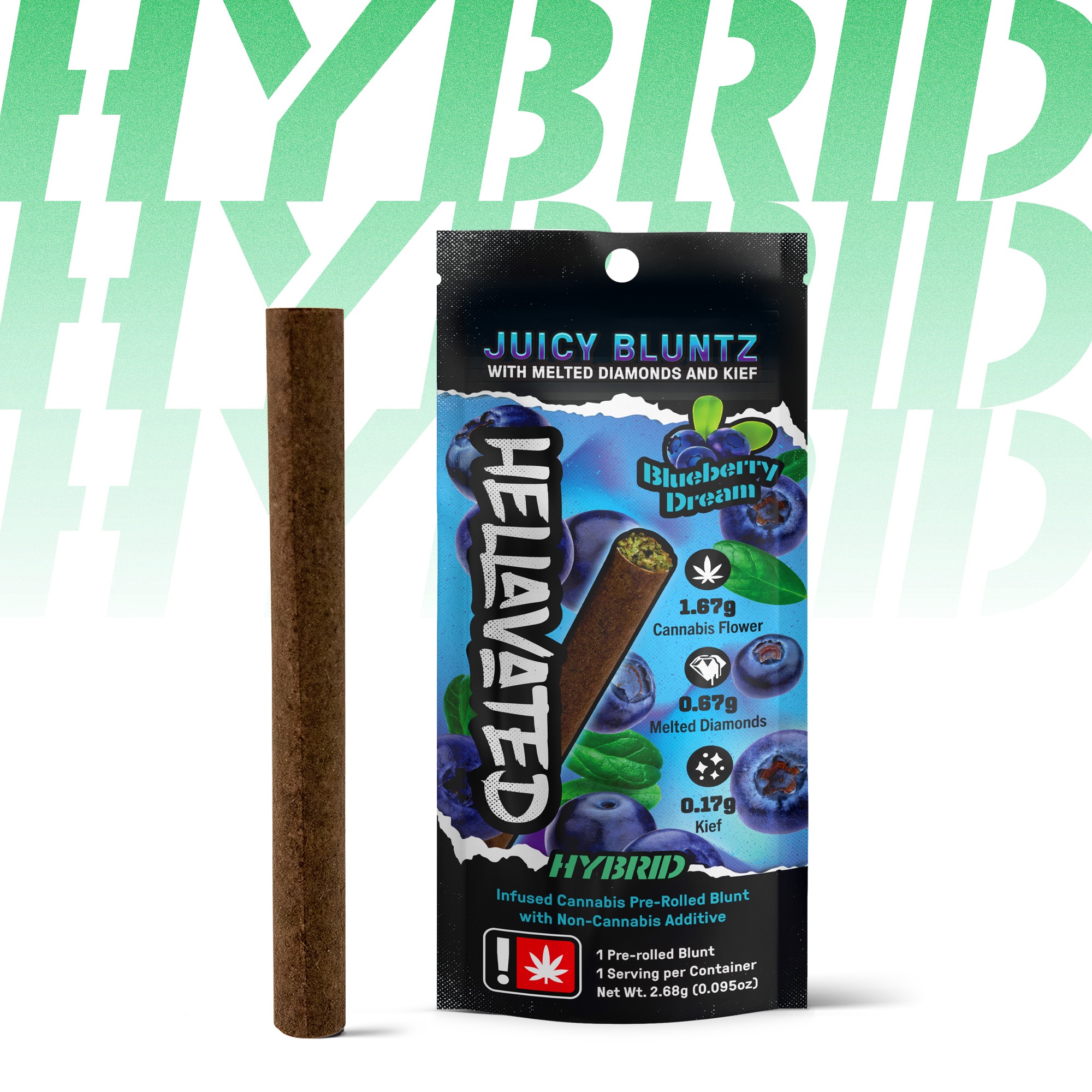 Photograph of product: Hellavated > Infused Bluntz 2.68g > Blueberry Dream