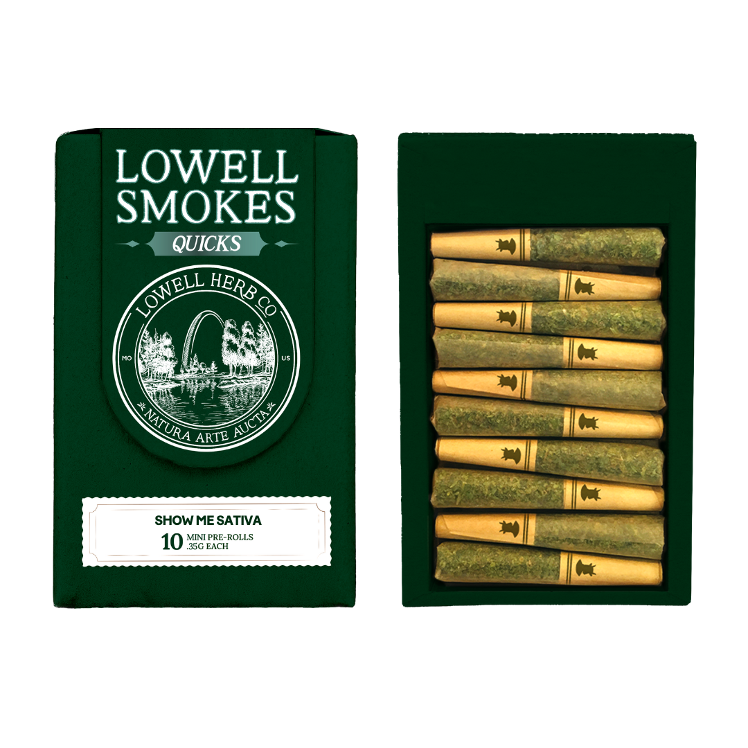 Photograph of product: Lowell Herb: Quicks Pre-Roll Pack | Show Me | Oui'd | 0.35g ea | 10pk