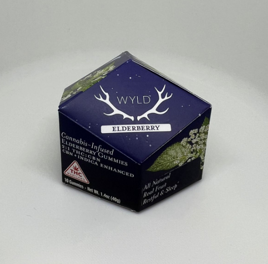 Photograph of product: WYLD (Oui'd Enhanced) Elderberry Gummies TH-oui:CBN 100mg:50mg
