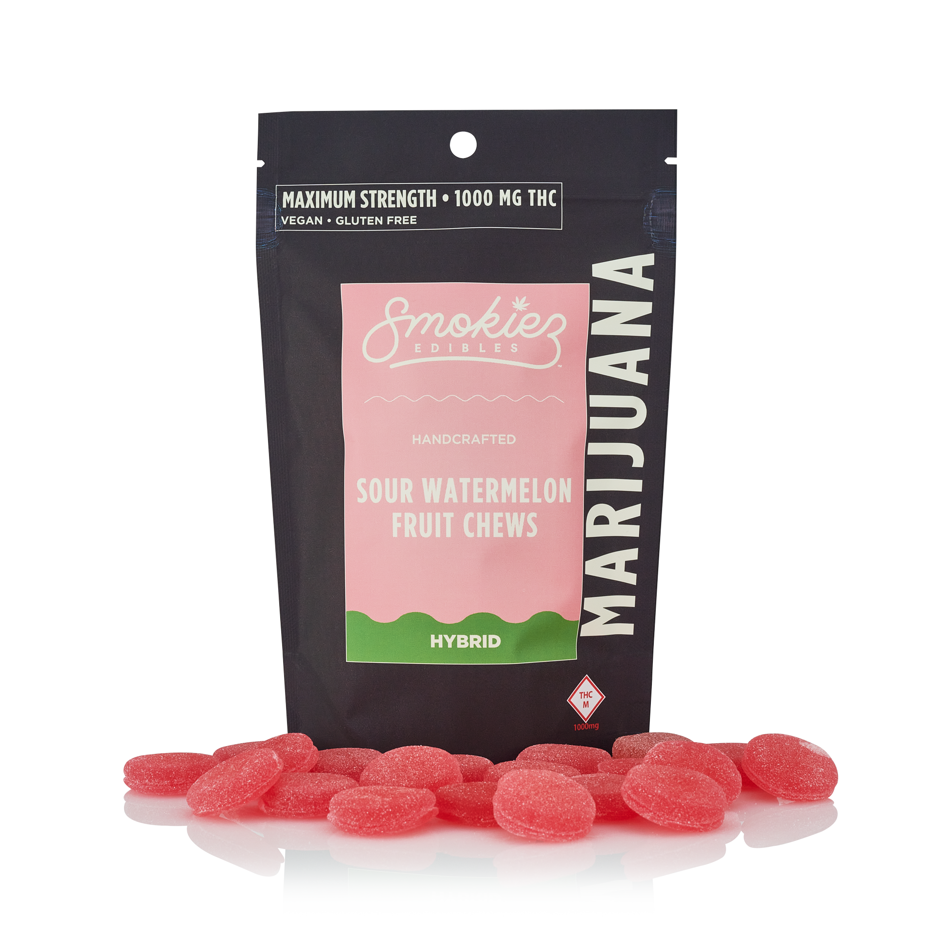 Photograph of product: Blue Raspberry | Oui'd | 1000mg | Fruit Chews | Smokiez