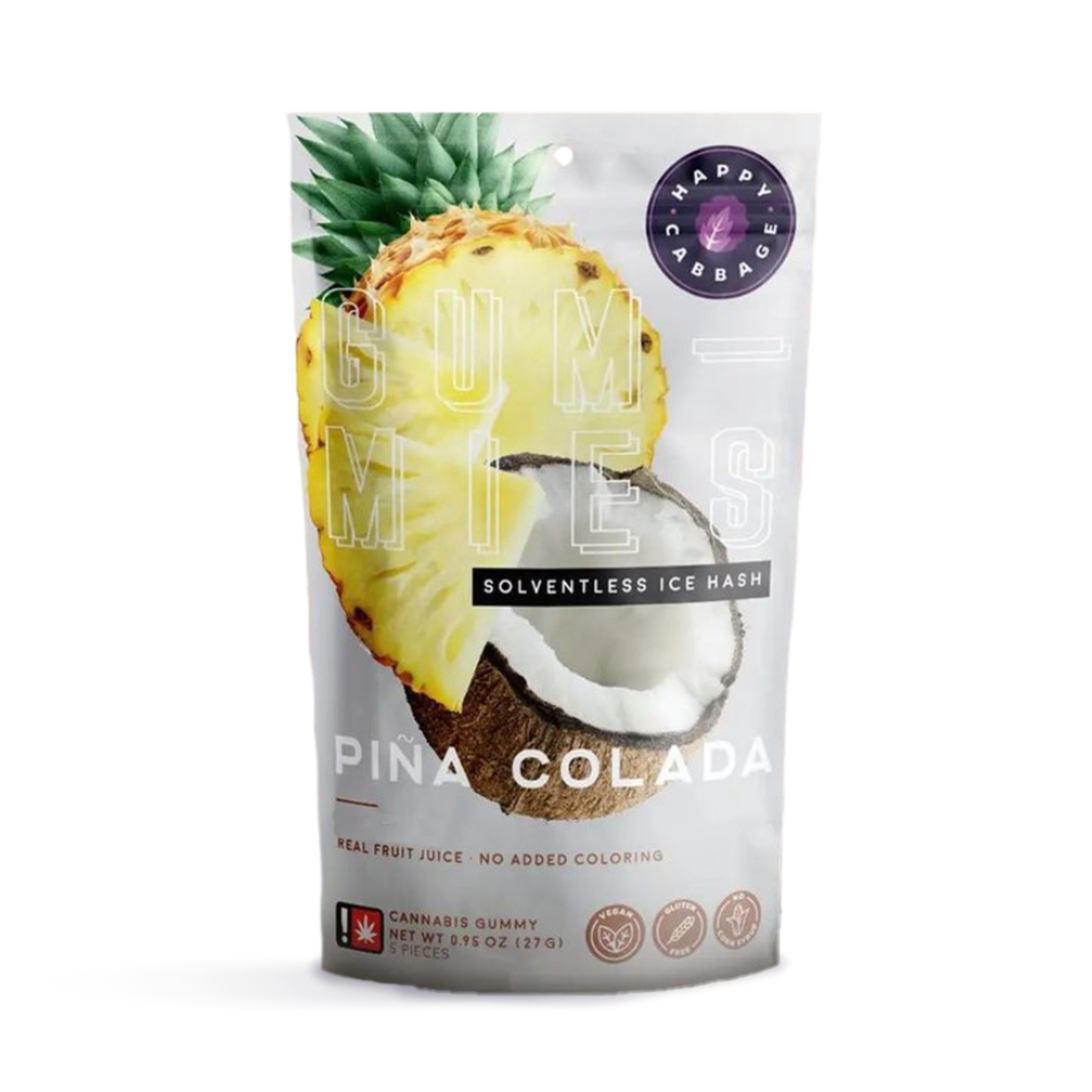 Photograph of product: Happy Cabbage | Pia Colada au chocolat Infused Gummies | 100mg