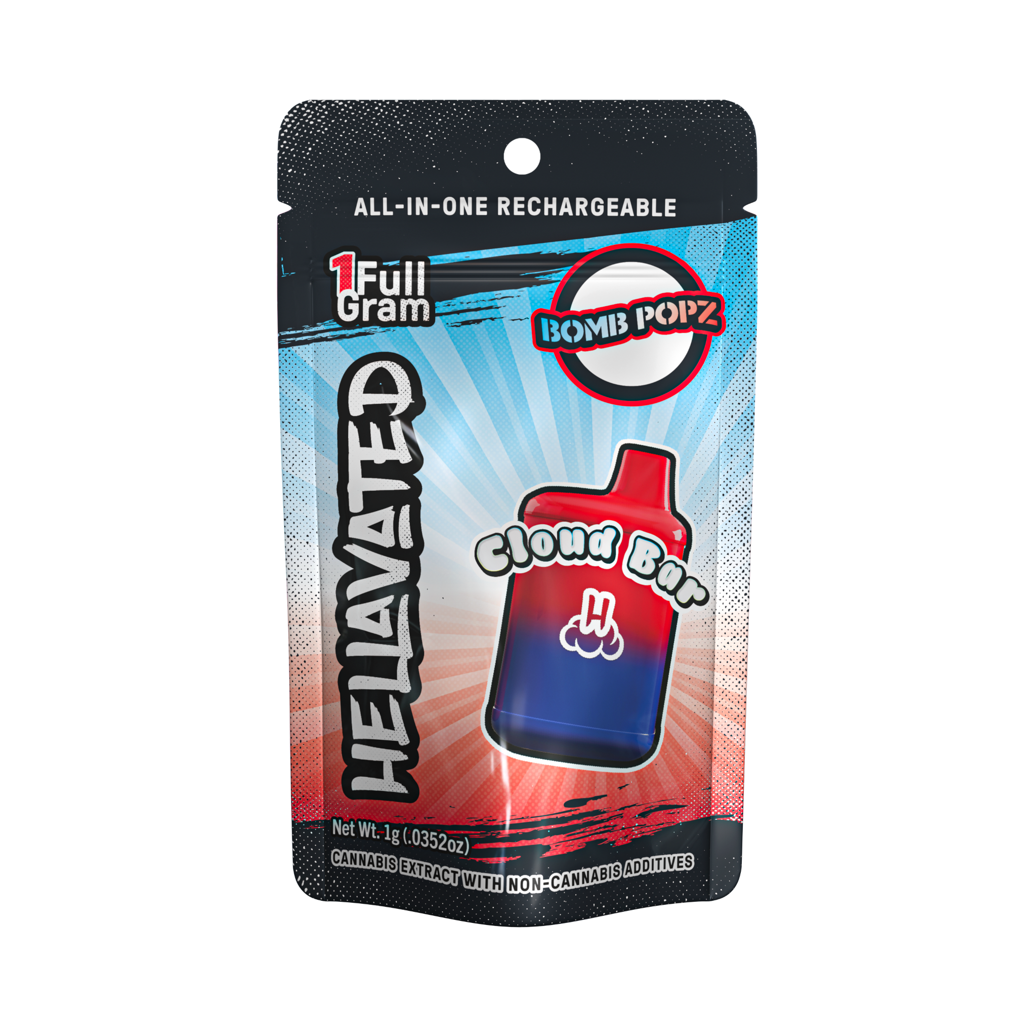 Photograph of product: Hellavated | Bomb Popz Cloud Bar Disposable | 1.0g