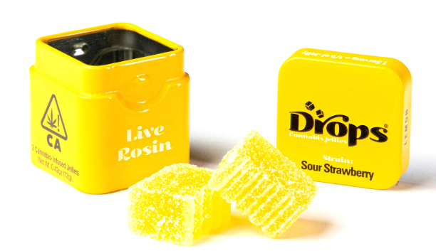 Photograph of product: Drops Single Lemon Live Rosin Oui'd 2PK Infused Jellies 100MG
