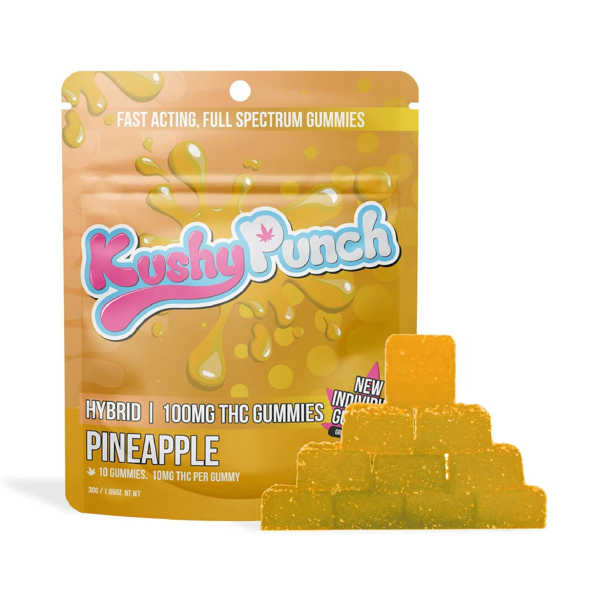 Photograph of product: Kushy Punch Pineapple (Individuals) 200mg Gummies