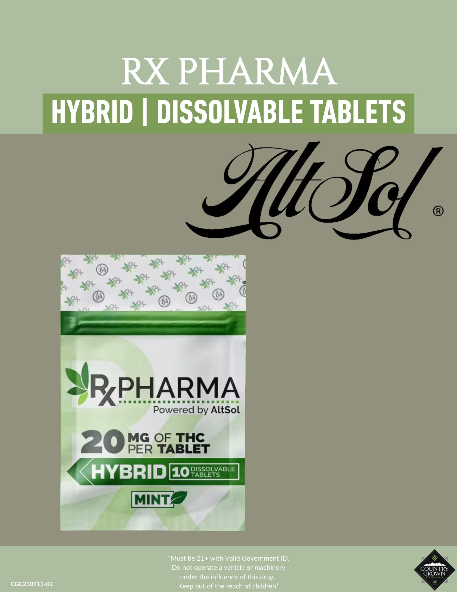 Photograph of product: Dissolvable Tablets Hybrid - 20mg