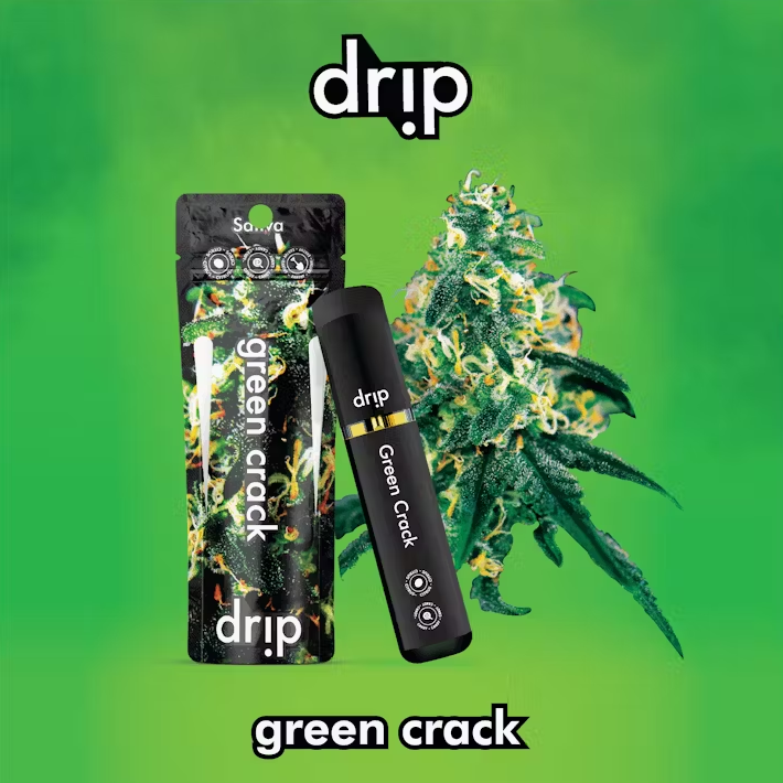 Photograph of product: Green Crack All In One Disposable Vape Cartridge | Drip Vapes | 2g
