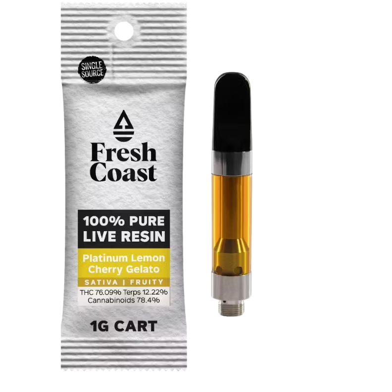 Photograph of product: Platinum Lemon Cherry Gelato 1g 100% Pure Live Resin 510 Pen by Fresh Coast