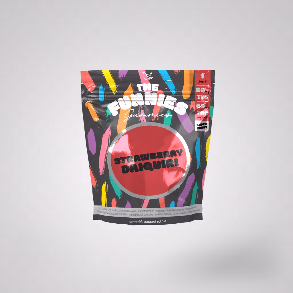 Photograph of product: Edible - Super Funny Gummies - Strawberry Daiquiri (H) - 50mg (1pk)