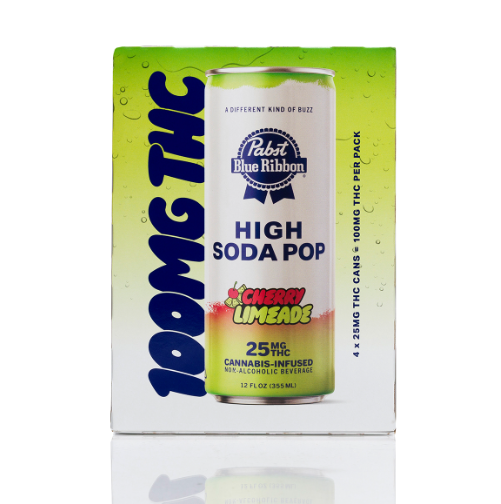 Photograph of product: Pabst Blue Ribbon High Soda Pop Cherry Limeade Canned Beverage 25mg 12oz