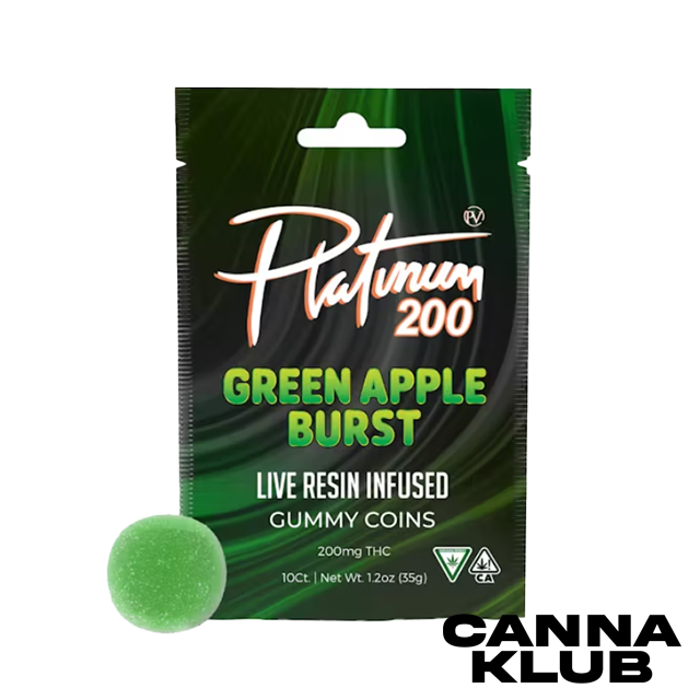 Photograph of product: 200MG GREEN APPLE BURST LIVE RESIN GUMMY COINS