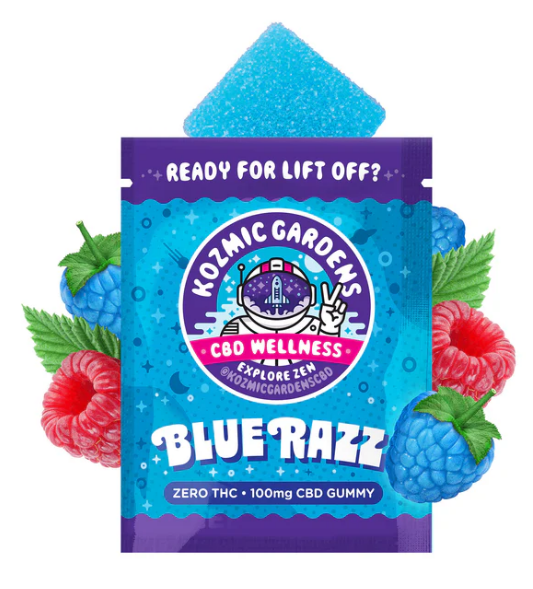 Photograph of product: Kozmic Gardens - CBD Gummy - Blue Razz (100mg)